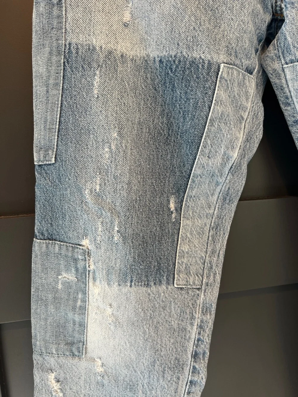 Levi's Light Blue Quilted Patchwork Baggy Straight Jeans 501CT - Picture 4 of 6